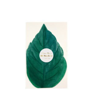 Luxurious green leaf-themed napkin pack from The Wraperie, perfect for elegant table settings and special occasions, offering 20 high-quality napkins for versatile use.