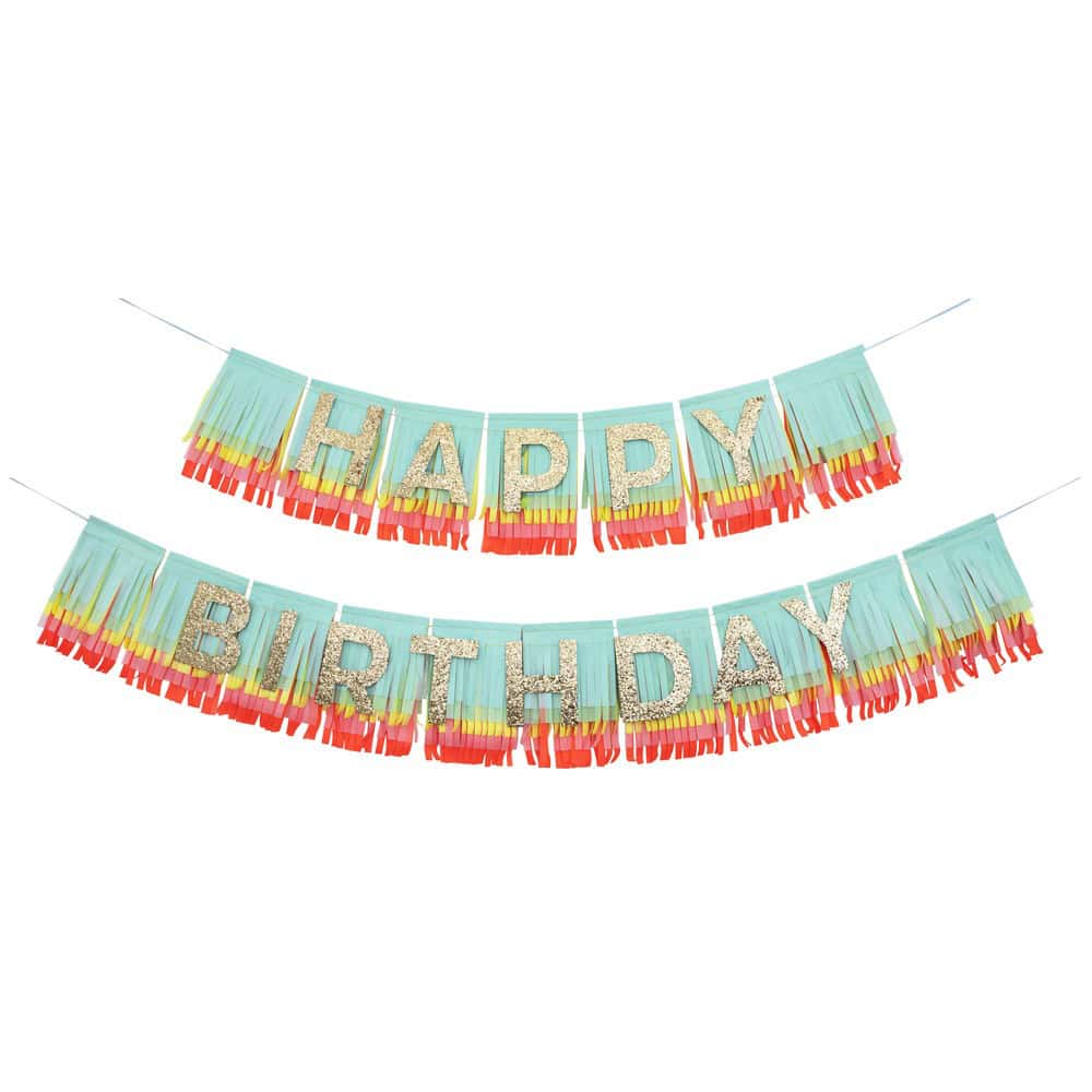 Pink Happy Birthday Fringe Garland main image 1