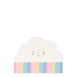 Vibrant rainbow-colored unicorn themed donut wrapper featuring a cheerful, pastel-colored cloud face illustration, perfect for bakery packaging, party treats, or themed events at The Wraperie.