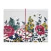 Vibrant floral wrap design featuring pink, yellow, and navy flowers with green leaves, perfect for gift wrapping and decoration, with a red elastic band for secure closure.