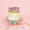 Festive birthday cake with colorful sprinkles, 