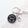 Pillar keychain with engraved text 