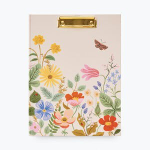 Keepsake flower-themed gift box with gold clipboard attachment and floral artwork, perfect for special occasions or gift wrapping.