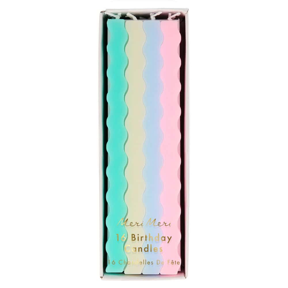 Colorful pastel birthday candles set in a decorative box for celebrating special occasions. Perfect for birthdays, parties, and event decor, these candles add a charming touch to any celebration.