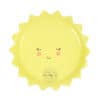 Yellow balloon with a smiling face, blush cheeks, and closed eyes, shaped like the sun, perfect for celebrations or summer decor, from The Wraperie.