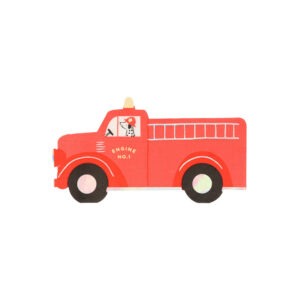 Colorful paper fire truck toy, perfect for children’s play and imaginative activities. A cute and vibrant fire engine with "Engine No. 1" design, ideal for kids' toys, parties, or educational purposes.