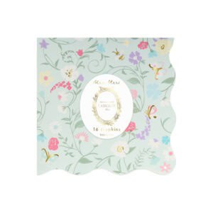Luxurious floral napkin packaging from The Wraperie, featuring 16 elegant LADUREE-inspired napkins, perfect for special occasions and elegant table settings.