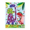 Bright colorful cartoon dinosaurs with playful design, perfect for children's art and craft projects, on a vibrant background.