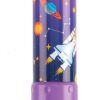 Violet space-themed pen with rocket, planets, stars, and constellation designs, perfect for kids and students.