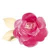 Vibrant pink camellia flower with gold accent leaves, perfect for spring floral decor and sophisticated embellishments. Elegant botanical design ideal for luxury gift wraps and decorative accents.