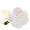 Elegant white flower brooch with gold accents, perfect for accessories and jewelry. Stunning floral design featuring delicate petals and gold leaves, ideal for fashion and special occasions.