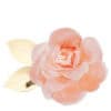 Soft pink flower LED candle with gold leaves, decorative home accent, romantic ambiance, flameless flickering glow, perfect for wedding or special event decor.