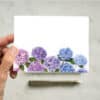 Lavender hydrangea flower cards with colorful floral design, perfect for greeting or note cards, printed on high-quality paper for special occasions and floral-themed stationery.
