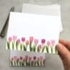 Vibrant floral stationery with pink and purple tulip design perfect for spring or special occasions, featuring printable custom stationery by The Wraperie.