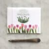 Set of eco-friendly, homegrown plant-themed greeting cards by Bottle Branch, featuring a botanical design with ferns and pink tulips, perfect for sustainable gift-giving.