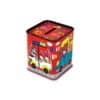 Colorful children's donation piggy bank with playful Animal characters and vibrant graphics, perfect for collecting spare change and promoting saving habits.