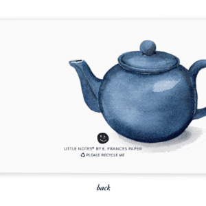 Blue teapot watercolor painting, whimsical kitchen decor, artful illustration, The Wraperie, cozy tea time accessory, handcrafted watercolor art, decorative ceramic teapot, blue and navy tones, artistic kitchen gift idea.