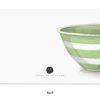 Vibrant green and white striped ceramic bowl, perfect for salads, soups, or snacks, showcased on a clean white background for a modern and fresh presentation.