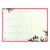 Weekly meal planner with colorful floral and bee illustrations, ideal for organizing meals and shopping lists at The Wraperie Bakery; perfect for meal prep and grocery planning.