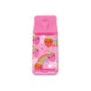 Pink strawberry-themed lipstick container with cute, smiling fruit illustrations, rainbows, and stars, designed for kids' makeup or decorative purposes.
