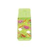 Bright green lip balm stick with colorful cartoon watermelon, rainbow, and cloud illustrations, featuring cute smiling faces and playful designs for a fun, fruity lip care experience.