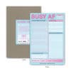 Colorful productivity notepad with bold lettering and organized sections for to-do lists, goals, and shopping lists, perfect for busy individuals and planners.
