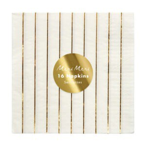 Luxurious white napkins with elegant gold foil accents, ideal for upscale dining or special events. Perfect for adding a touch of sophistication to your table setting.