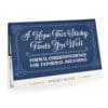 Sticky note pad with a navy blue and white design, featuring elegant decorative borders and inspirational message, perfect for informal and formal correspondence.