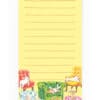 Colorful notepad with illustrated puppies lounging on vintage-style chairs and cushions, perfect for dog lovers and pet-themed stationery.
