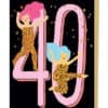 Vibrant 40th birthday celebration card featuring playful illustrated characters and bold numbers, perfect for sending birthday wishes with a fun, colorful design.