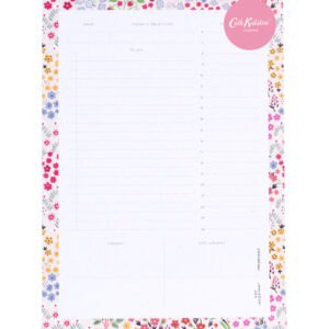 Pink floral weekly planner from The Wraperie featuring "Cath Kidston London" branding, perfect for organizing daily tasks with a colorful, botanical border.