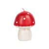 Vivid red mushroom-shaped candle with white polka dots, designed for decorative purposes or themed parties. Perfect for whimsical home decor or creative event setups.