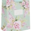 Elegant floral gift bag with pastel pink, purple, and green watercolor flowers, perfect for special occasions and presents.