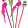 Flamingo and pineapple themed novelty pens with colorful feathers and fun designs, perfect for stationery, gifts, or party favors.