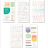 Bright motivational stickers featuring health and wellness quotes, fitness icons, and inspirational messages to encourage a healthy lifestyle, perfect for planners, journals, and scrapbooks.