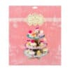 Colorful 3-tier cupcake stand with decorative cupcakes for special occasions, featuring floral and elegant designs, perfect for hosting parties or celebrating birthdays.