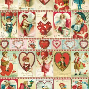 Valentine's Day vintage valentines with children holding hearts, romantic love themes, and Cupid illustrations, perfect for romantic greeting cards and Valentine's Day decor.