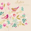 Bright birthday card featuring colorful birds, pink flowers, and greenery with a "Happy Birthday Sister" message, perfect for celebrating her special day.