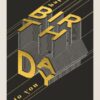Happy birthday celebration with bold gold and black typography, layered 3D text design, perfect for birthday greetings and festive graphics.