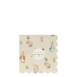 Delightful set of 20 illustrated paper napkins featuring cute animals and floral designs, perfect for kids' parties, baby showers, and tea parties, adding charm and whimsy to any celebration.
