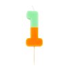 Colorful number 1 birthday candle with green and orange sections, ideal forcake decorations and party celebrations.