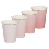 Pink disposable cups set for party or event beverages. Perfect for stylish presentation and convenient alcohol-free drinks at gatherings. Lightweight and environmentally friendly.