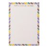 Colorful notepad with rainbow pixel border featuring words like 