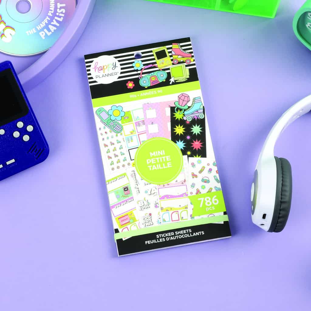 Sticker sheet with colorful mini designs and icons for planners, featuring 786 pieces for decorating agendas, notebooks, and scrapbooks, perfect for kid-friendly crafting and organization.