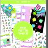 Sticker sheets from The Wraperie featuring 90s-themed, colorful, and fun designs including roller skates, boom boxes, and 90s icons, perfect for customizing planners and crafts.