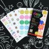 Colorful planner stickers featuring happy face designs and uplifting quotes for daily motivation and positivity. Perfect for decorating planners, notebooks, and journals to inspire happiness and organization.
