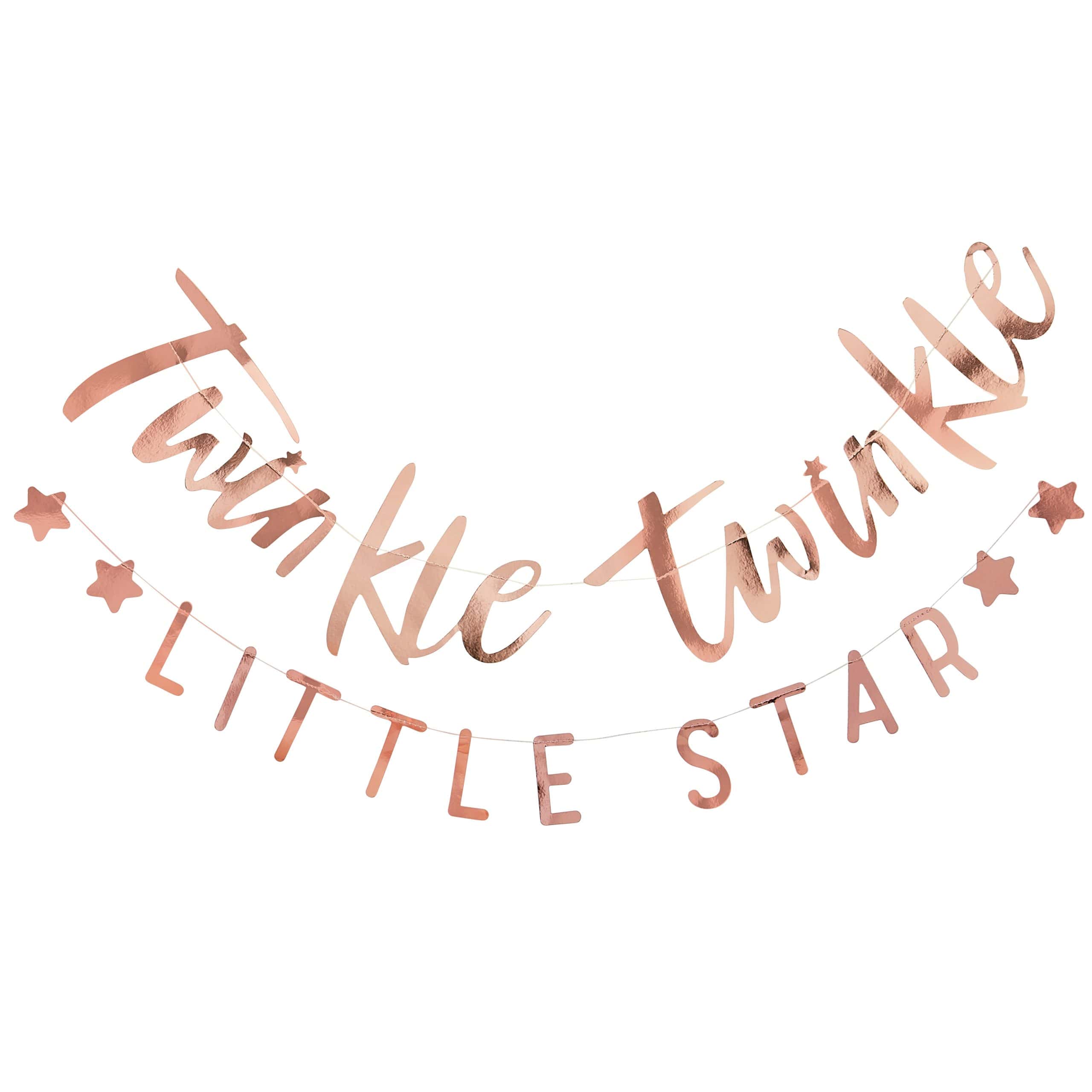 Elegant rose gold "Little Star" birthday banner for celebration decorations, perfect for children's parties, baby showers, or special events. Stylish and festive wall decor.