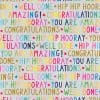 Celebratory wrapping paper with colorful "Congratulations," "Well Done," "Hip Hip Hooray," and "You Are Amazing!" messages, perfect for gift wrapping at thewraperie.com.