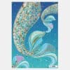 Soft pastel mermaid tail with shimmering sequins, inspired by The Wraperie's unique art and quality wraps, perfect for decorating or framing.