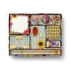 Colorful stationery organizer featuring decorative paper clips, pins, and pens with floral and insect motifs, perfect for office or craft desk decor.